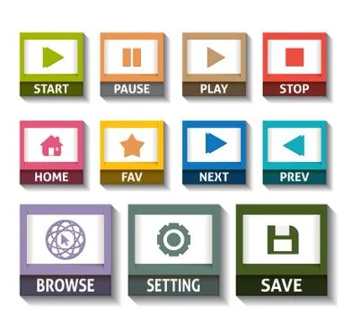 Browsing set icons flat color Stock Illustration