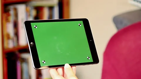 Browsing tablet - green key Stock-Footage 42805343