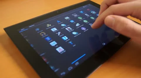 Browsing Through Applications For Touch Screen Tablet Stock Footage 18174998