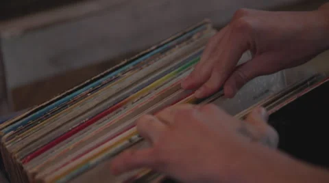 Browsing through Records Stock Footage 57245959