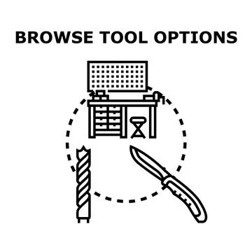 Browsing tool options for workshop repair and craft 库存插图