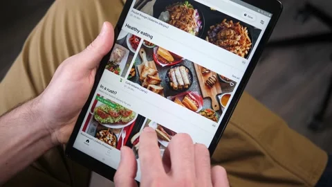 Browsing Uber Eats Searching for a Meal to Order Online Stock Footage 146995672