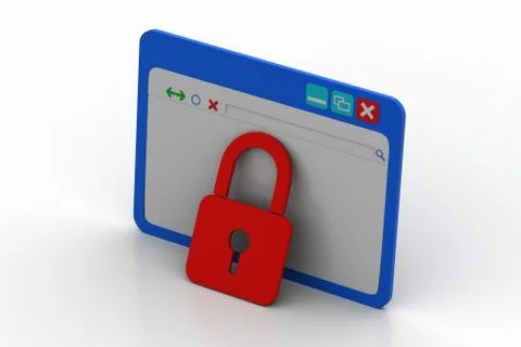 Browsing window with padlock Illustrazione stock