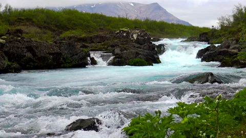 Bruarfoss waterfall and Bruara River Vídeos de archivo 248454400