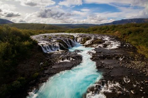 Bruarfoss Waterfall during Summer in Eastern Iceland Stock Photos