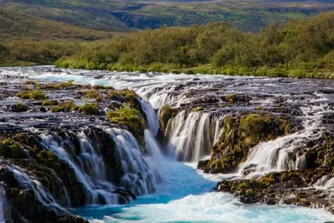 Bruarfoss Waterfall during Summer in Eastern Iceland Stock Photos