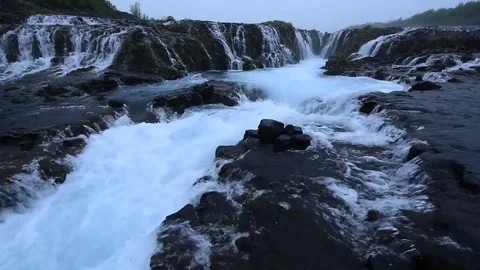 Bruarfoss waterfall in summer time 스톡 동영상 82272365