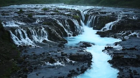 Bruarfoss waterfall in summer time Video stock 82308090