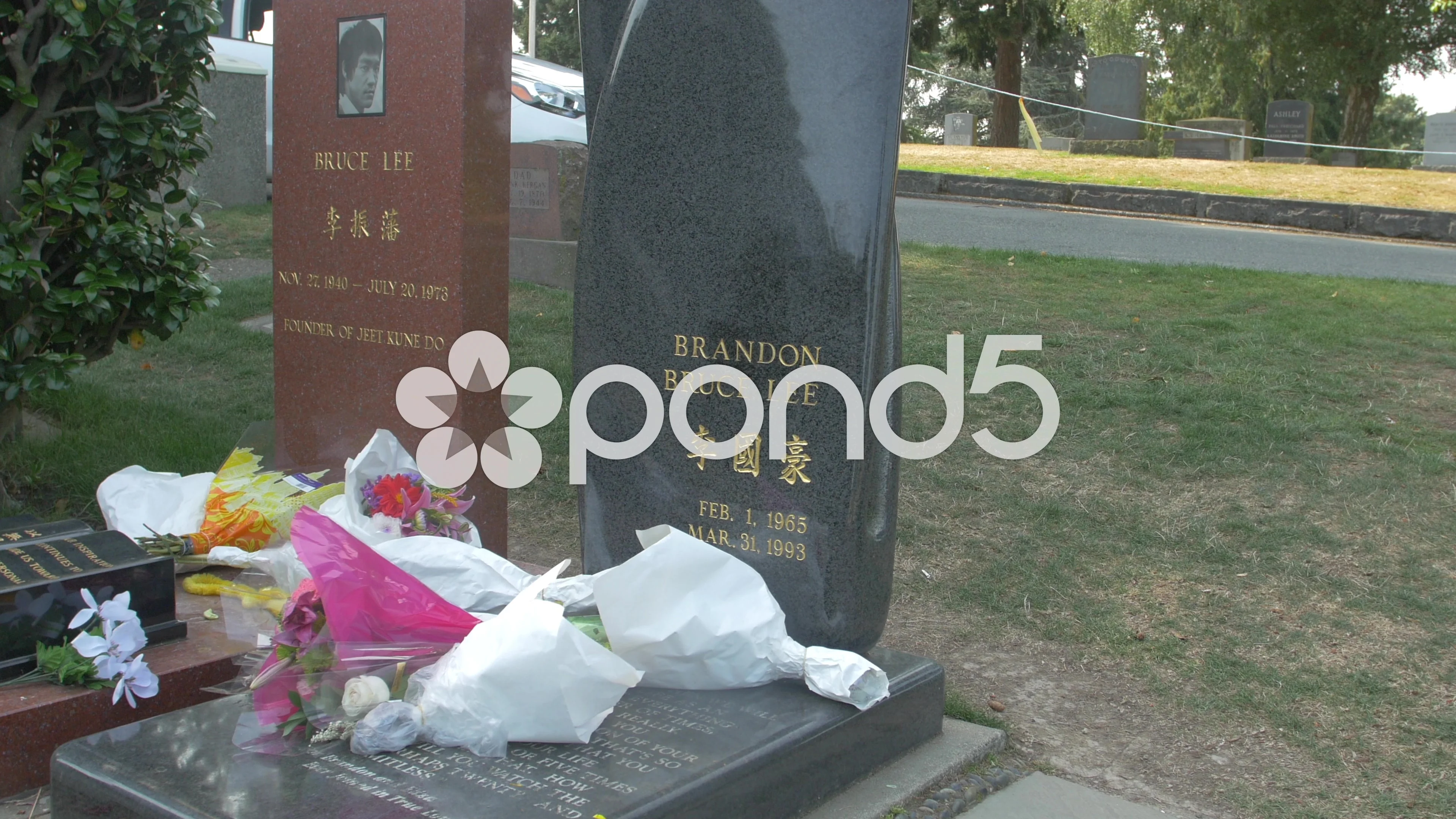 Bruce Lee grave site at Lake View Cemete... | Stock Video | Pond5