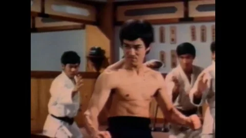 Bruce Lee performing martial art Stock Footage