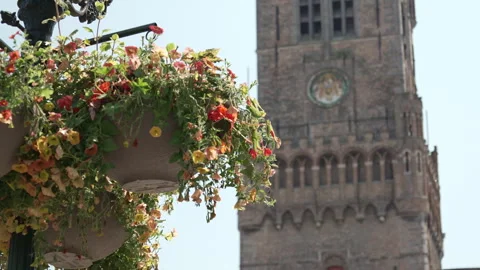 Bruges Belfry Close Up Stock Footage 249591129