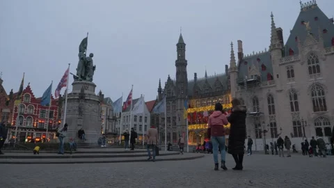 Bruges grote markt Stock Footage 232365762