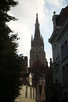 Bruges spire Stock Photos