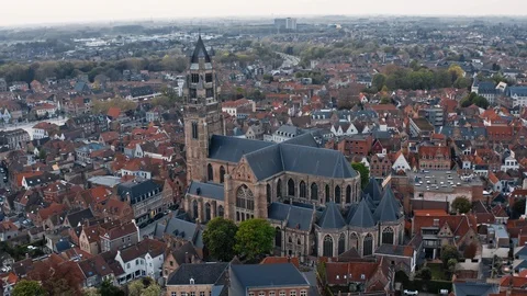 Bruges, St. Salvator's Cathedral at evening Stock Footage 124304430