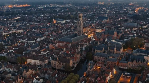 Bruges: view of tower of Belfort Van Brugge Stock Footage 124395156