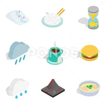 Brumal icons set, isometric style Stock Illustration