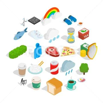 Brumal icons set, isometric style Stock Illustration