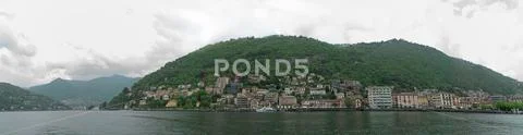Brunate mountain view from the Como lake. Stock Photos