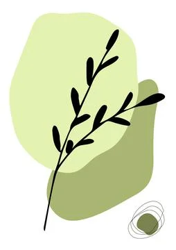 Brunch and leafs. Design for wall decoration, postcard, poster or brochure.Cr Stock Illustration