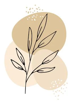 Brunch and leafs. Design for wall decoration, postcard, poster or brochure.Cr Stock Illustration
