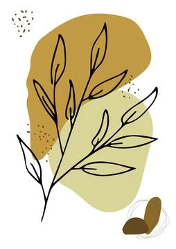 Brunch and leafs. Design for wall decoration, postcard, poster or brochure.Cr Stock Illustration