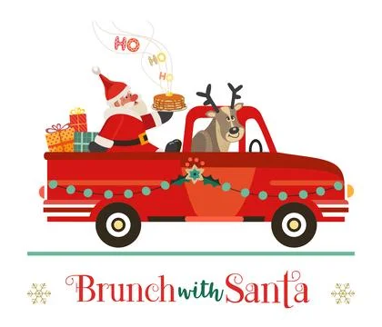 Brunch with Santa Festive Event vector poster Stock Illustration