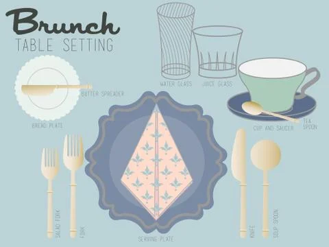 BRUNCH TABLE SETTING Stock Illustration