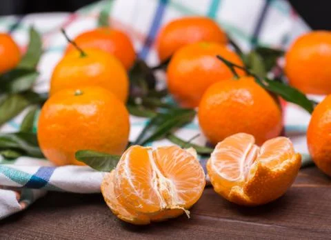 Brunch of tangerines Stock Photos
