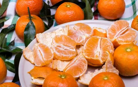 Brunch of tangerines Stock Photos