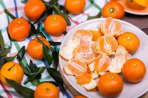 Brunch of tangerines Stock Photos