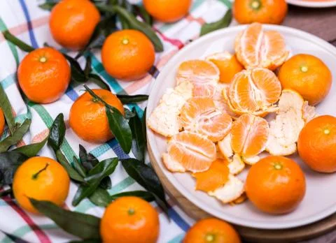 Brunch of tangerines Stock Photos