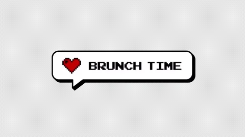 Brunch Time 8-bits pixel art neubrutalism comment balloon. Alpha. Stock Footage 316773883
