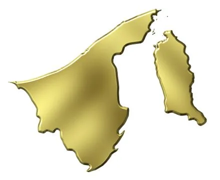 Brunei 3d golden map Stock Illustration