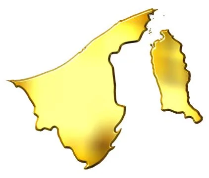 Brunei 3d Golden Map Stock Illustration