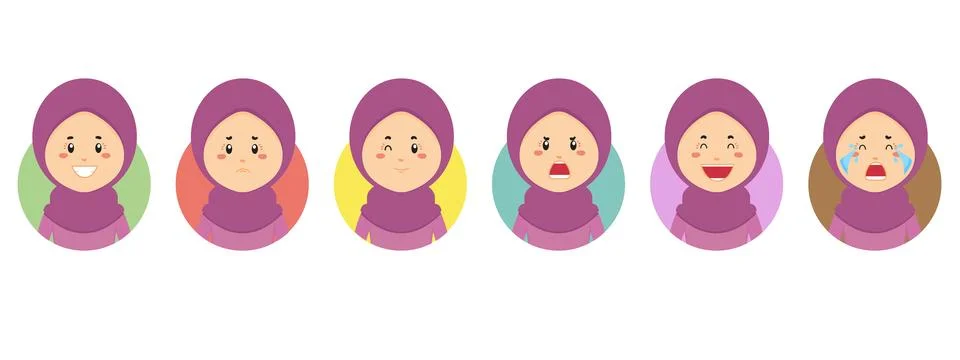 Brunei Avatar with Various Expression Stock Illustration