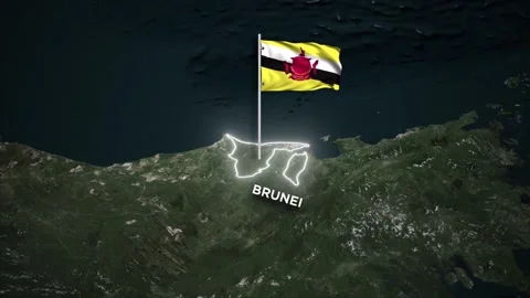 Brunei Border Map Animation and 3D Waving of Brunei Flag Animation on Satel.. 库存影片 330298614