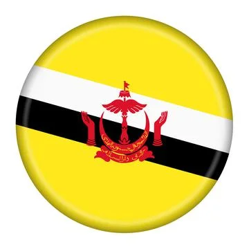 Brunei button flag 3d illustration with clipping path Stock Illustration