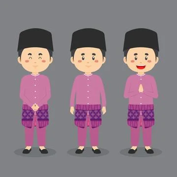 Brunei Character with Various Expression Stock Illustration