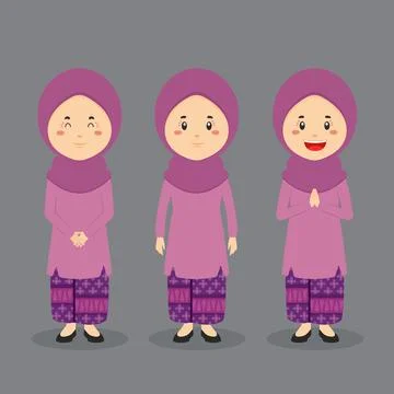 Brunei Character with Various Expression Stock Illustration