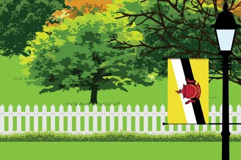 Brunei Day Trees Lamp Vector Illustration Illustrazione stock