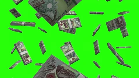 Brunei Dollar Falling Animation Stacks Of Money on Green Screen Stock Footage 302588597