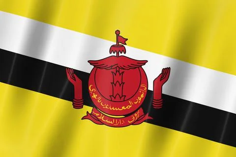 Brunei flag, 3d render,8K Stock Illustration