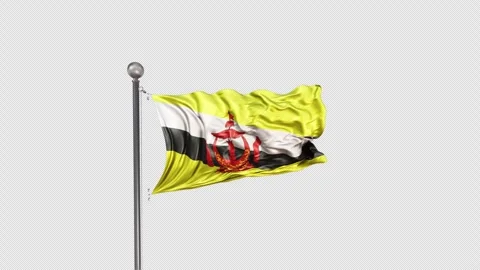 Brunei Flag  Animation Loop Include Alpha 3D Rendering 스톡 동영상 283136422