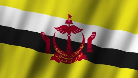 Brunei flag animation showcasing vibrant colors and national symbols Stock Footage 304717765