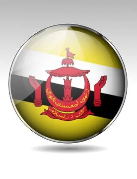Brunei flag button Stock Illustration