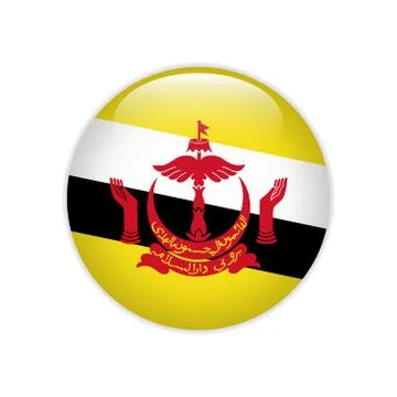 Brunei flag on button Stock Illustration