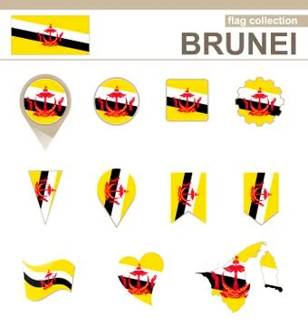 Brunei Flag Collection Stock Illustration
