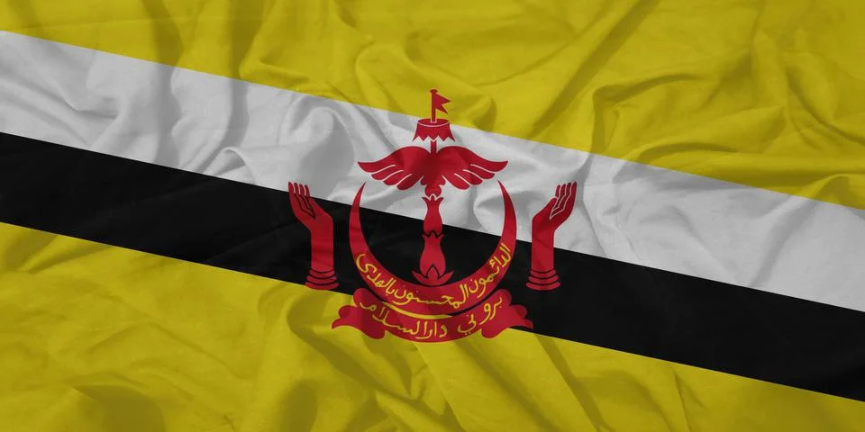 Brunei  Flag floating wind wave Stock Photos