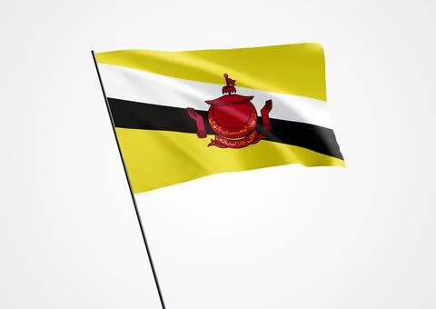 Brunei flag flying high in the isolated background Stock Illustration