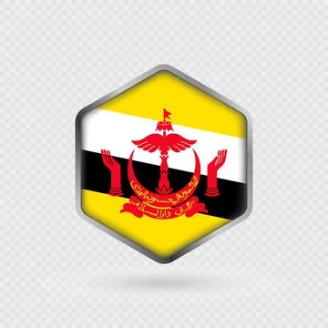 Brunei flag icon in hexagon shape. Stock Illustration